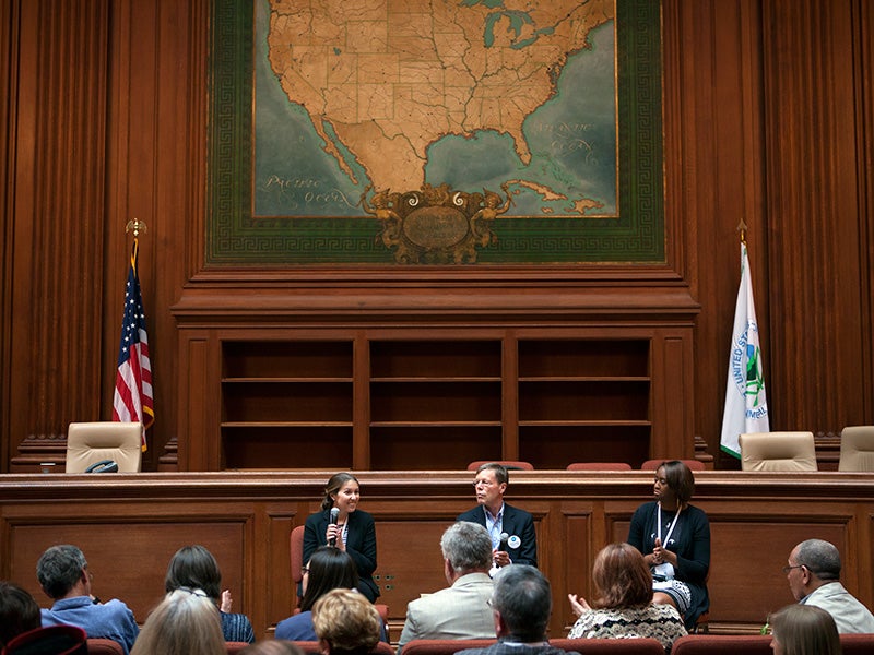 In a May 2013 meeting at the EPA's headquarters, Clean Air Ambassadors shared their concerns for clean air. In a May 2013 meeting at the EPA's headquarters, Clean Air Ambassadors shared their concerns for clean air.
