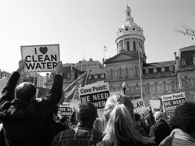 Opponents of the Dominion Resources project rally in Baltimore, MD.
