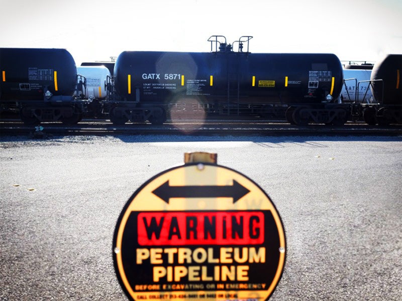 A crude oil train near the Richmond, CA, railyard.