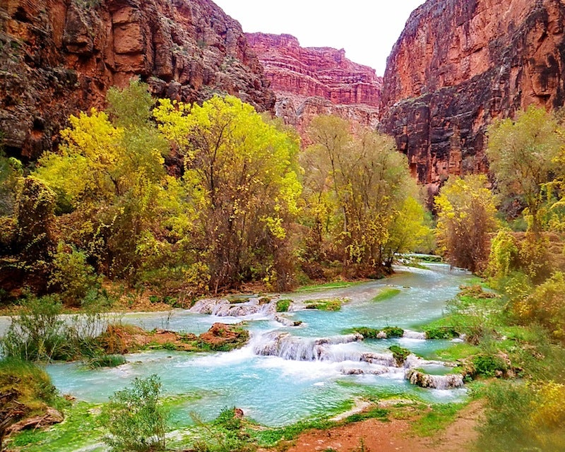Havasu Creek, between Mooney Falls and Beaver Falls, at the Grand Canyon. Havasu Creek, between Mooney Falls and Beaver Falls, at the Grand Canyon.