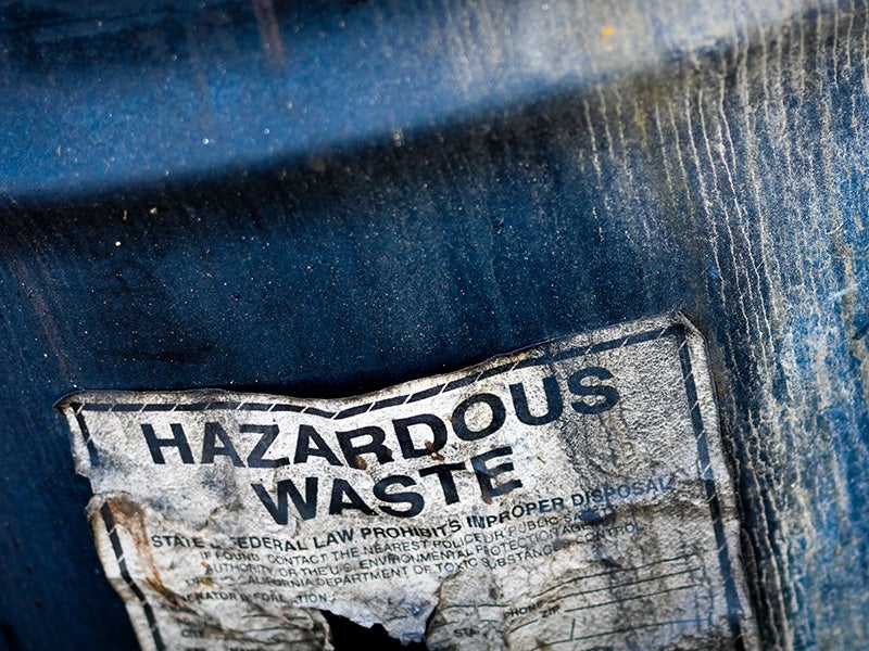 Hazardous waste barrel. Hazardous waste barrel.