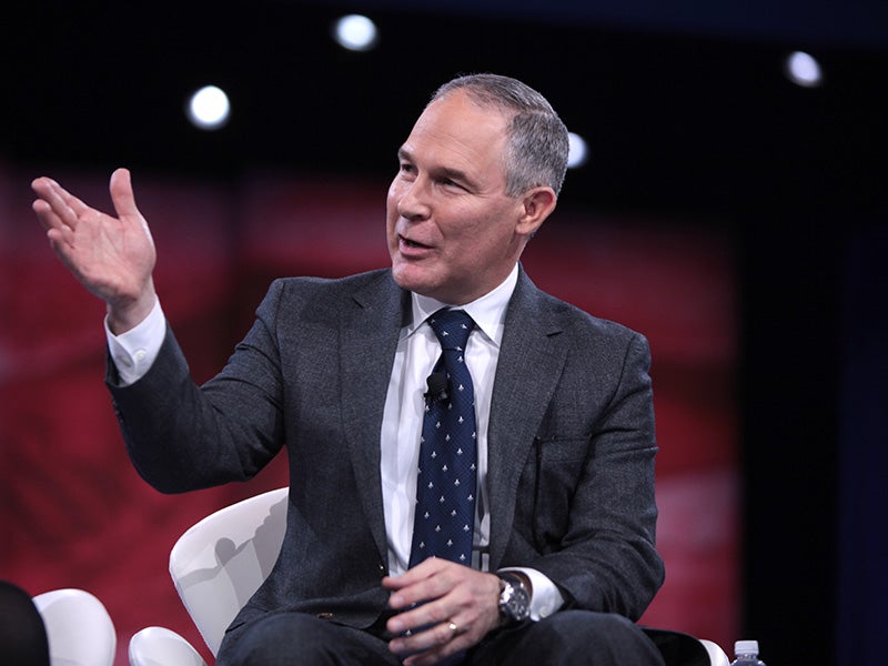 Attorney General Scott Pruitt of Oklahoma, speaking at the 2016 Conservative Political Action Conference in National Harbor, Maryland. Attorney General Scott Pruitt of Oklahoma, speaking at the 2016 Conservative Political Action Conference in National Harbor, Maryland.