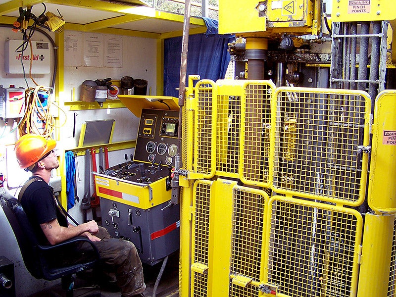 A prospecting drill rig brings up core samples in 2011, where Twin Metals Minnesota hoped to build a copper-nickel-platinum group metals mine near Ely, Minnesota.