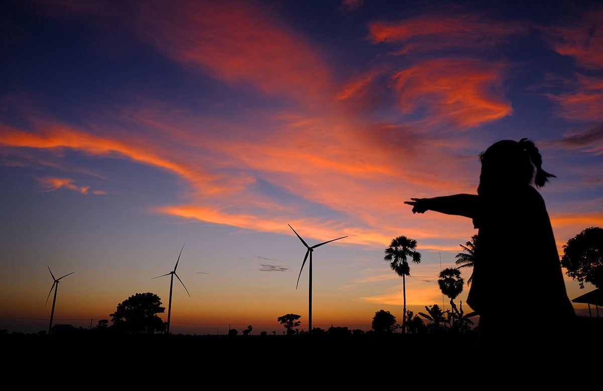 Wind turbines in Jeneponto Regency, South Sulawesi, Indonesia.