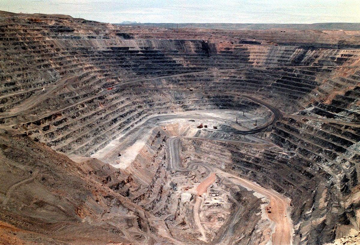 Barrick Goldstrike Mines' Betze-Post Pit near Carlin, Nev., is one of the largest gold mines in the world. The 1.6-square-mile open pit is so large that it is visible from space.