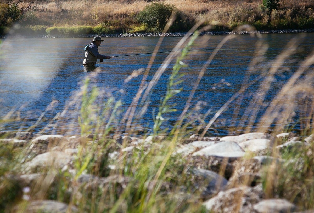 Fishing for steelhead on the Clearwater River,  upriver from its confluence with the Snake River in Lewiston, Idaho.