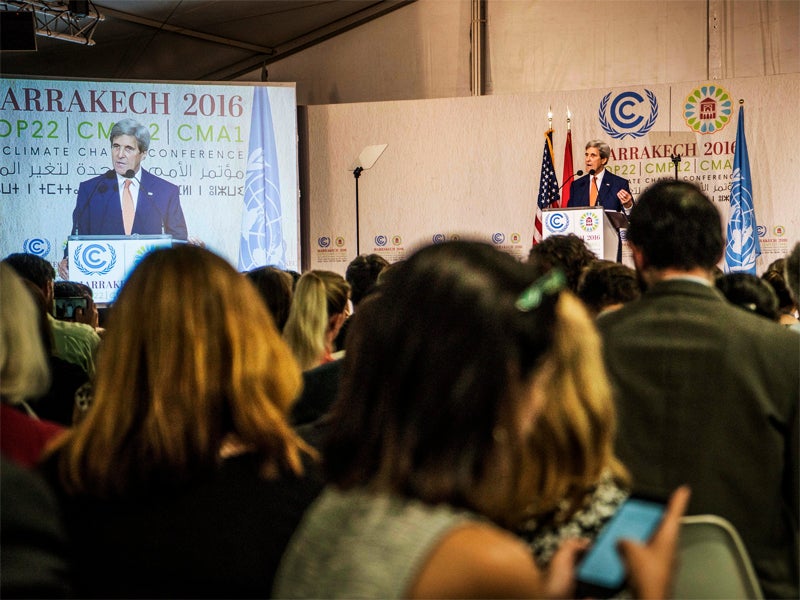 U.S. Secretary of State John Kerry delivers remarks at Cop22 