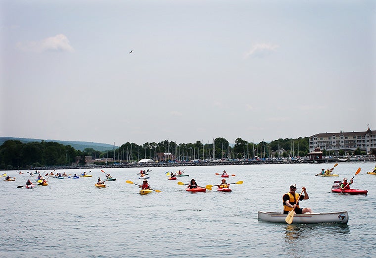 Kayakers, protesting a gas storage facility on Seneca Lake in June, 2012. Kayakers, protesting a gas storage facility on Seneca Lake in June 2012.