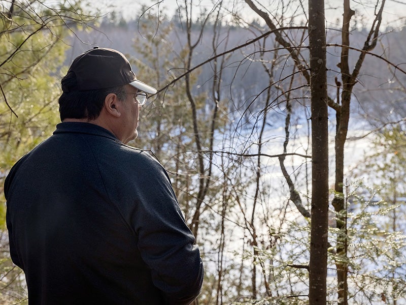 Bad River Tribal Chairman Mike Wiggins Jr. at the Tribe's reservation in Wisconsin where Enbridge's Line 5 pipeline crosses. 