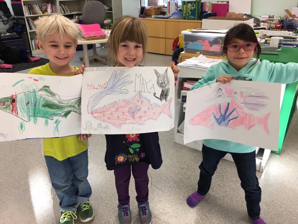 Students at Ya Ne Dah Ah School, the only school in Alaska owned and operated by an Alaska Native tribe, display drawings of salmon. Members of the Chickaloon Native Village worry about the school's fate if the Usibelli Mining Company moves forward with a Students at Ya Ne Dah Ah School, the only school in Alaska owned and operated by an Alaska Native tribe, display drawings of salmon. Members of the Chickaloon Native Village worry about the school's fate if the Usibelli Mining Company moves forward with a