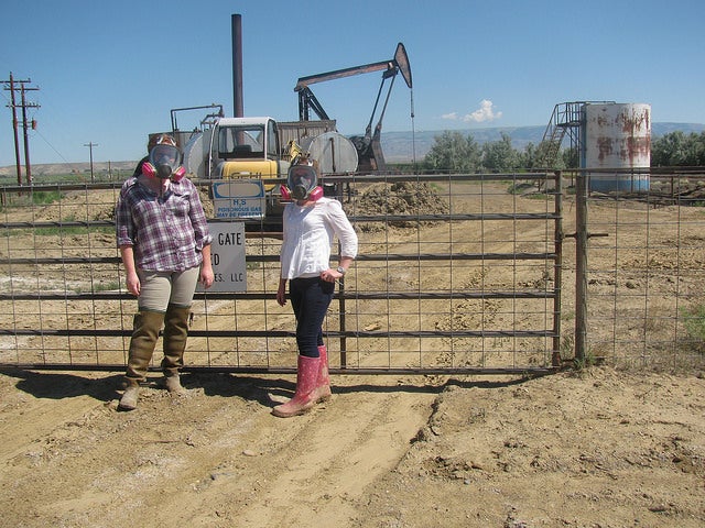 Two women at a drill site. Women at drill site
