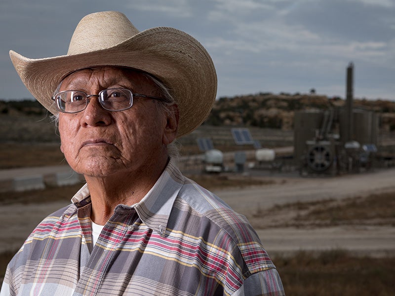 Navajo Community leader Daniel Tso has watched as oil and gas operations have encroached more and more on his community’s tribal lands. Navajo Community leader Daniel Tso has watched as oil and gas operations have encroached more and more on his community’s tribal lands.