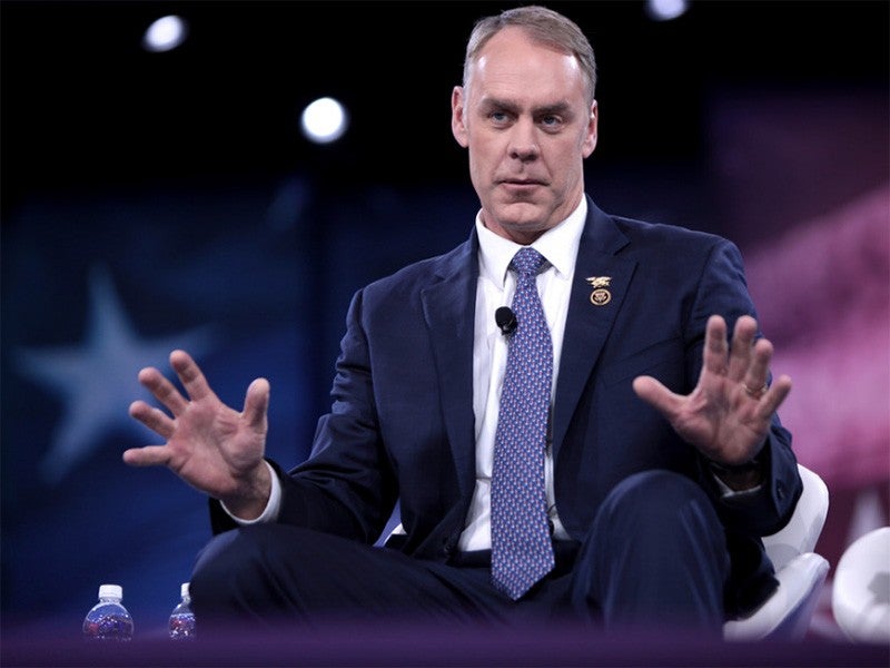 Ryan Zinke, now the Secretary of the Interior, speaks at the 2016 Conservative Political Action Conference in National Harbor, Maryland