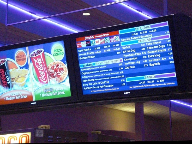 Menu at movies Menu at movies