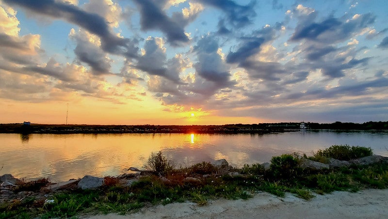 The sun rises over Matagorda Bay in Texas.