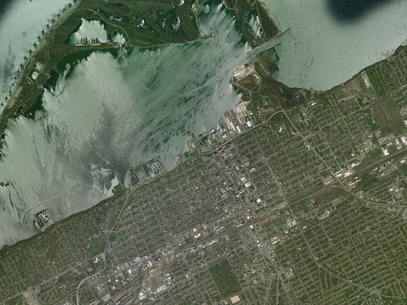 Aerial satellite map view of Bayfront Parkway in Erie, Penn. Aerial satellite map view of Bayfront Parkway in Erie, Penn.