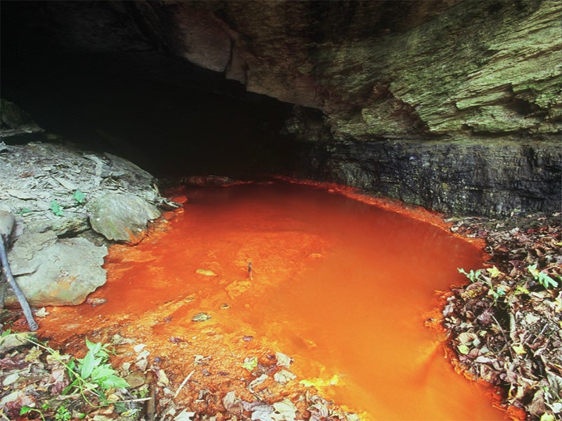 Cabin Creek in West Virginia, polluted by mining waste runoff. Cabin Creek in West Virginia, polluted by mining waste runoff.