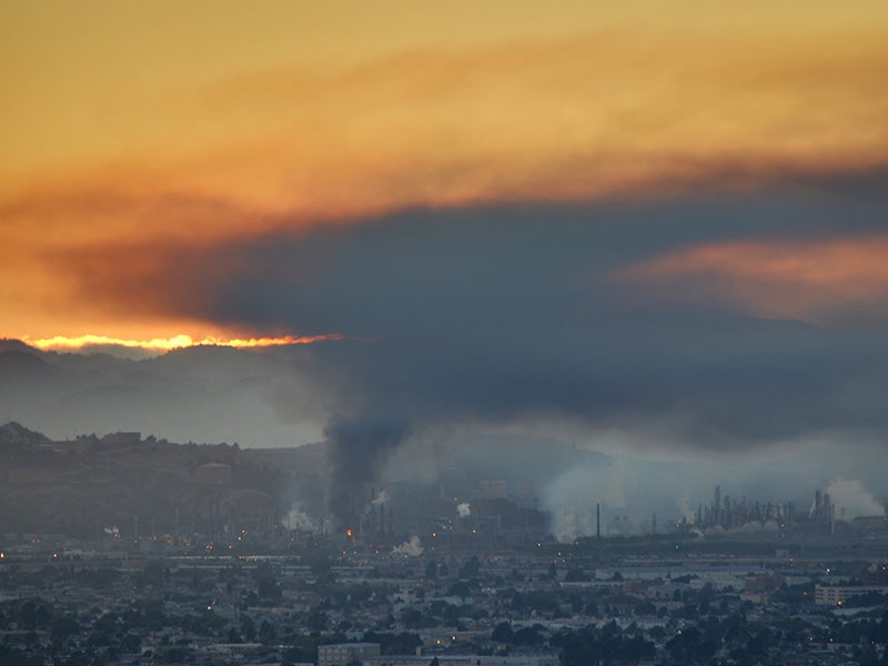 A large fire at the Chevron refinery in Richmond, California, in 2012. A large fire at the Chevron refinery in Richmond, California, in 2012.