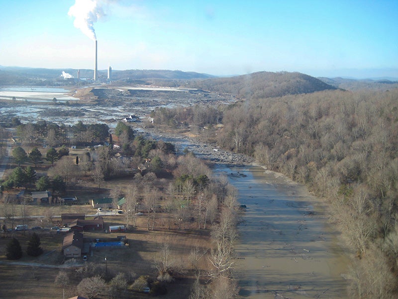 The devastating coal ash spill at Kingston, TN in December 2008. The devastating coal ash spill at Kingston, TN in December 2008.