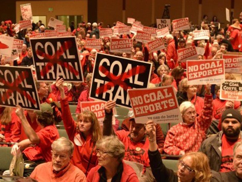Community members who oppose the coal export terminal. Community members who oppose the coal export terminal.