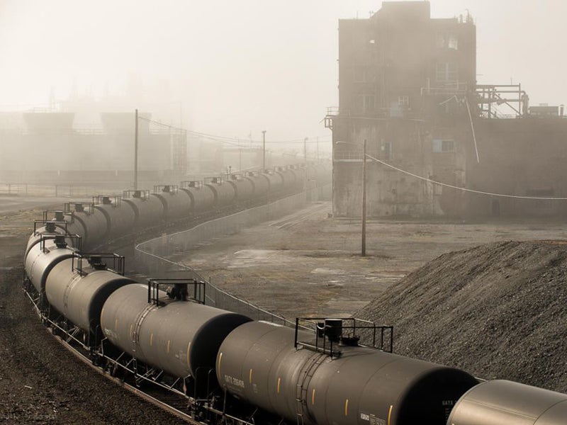 A train carrying crude oil from North Dakota passes through Washington state on its way to a refinery. A train carrying crude oil from North Dakota passes through Washington state on its way to a refinery.