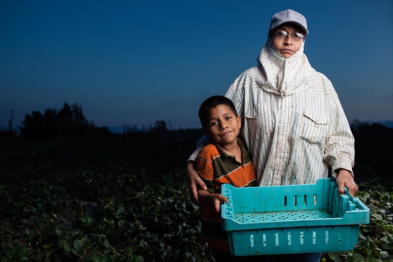 Maria, a farmworker for more than two decades, stands in a California farm field. Maria, a farmworker for more than two decades, stands in a California farm field.