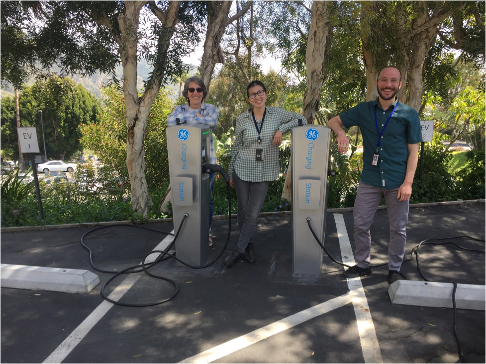 Electric car drivers Stephanie Tiffany, Shanying Cui, and Ari Weinstein (from left to right) purchased their vehicles after their workplace installed charging stations. Electric car drivers Stephanie Tiffany, Shanying Cui, and Ari Weinstein (from left to right) purchased their vehicles after their workplace installed charging stations.
