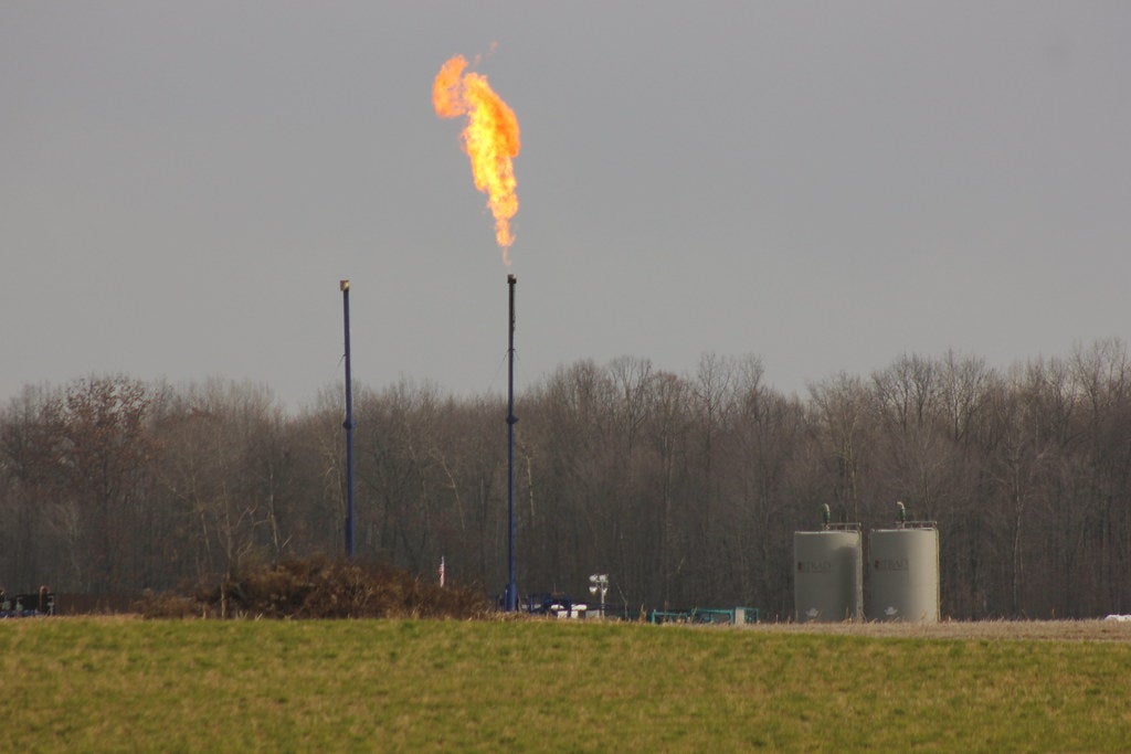 Flare up at fracking well