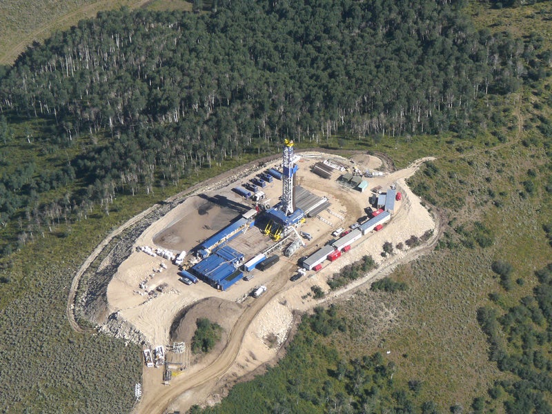 A fracking drill rig. A fracking drill rig.