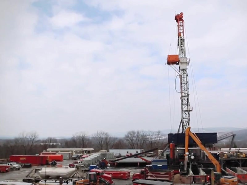 A fracking drill rig. A fracking drill rig.