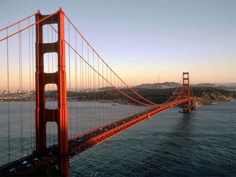 San Francisco's iconic Golden Gate Bridge.