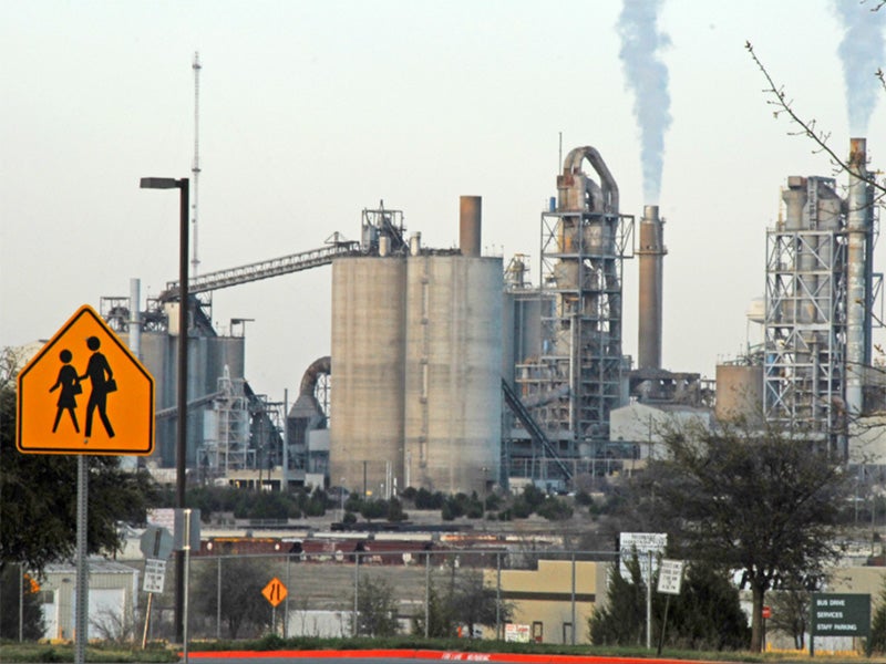 An industrial incinerator, as viewed from a church playground in Midlothian, Texas.