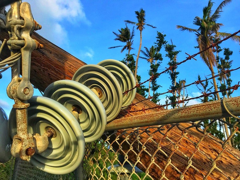 Fallen 38-kilovolt structure at Punta Lima station in Puerto Rico after Hurricane Maria Fallen 38-kilovolt structure at Punta Lima station in Puerto Rico after Hurricane Maria