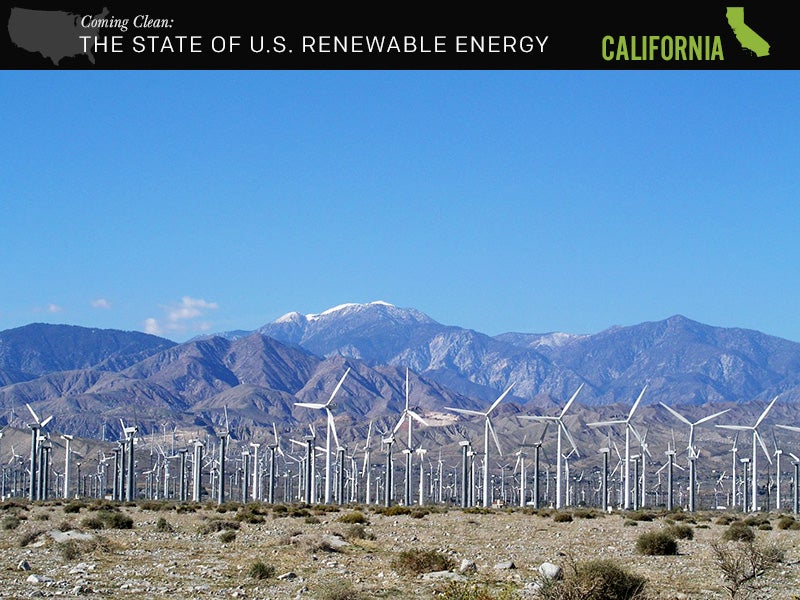 A wind farm located along I-10, west of Palm Springs, California.