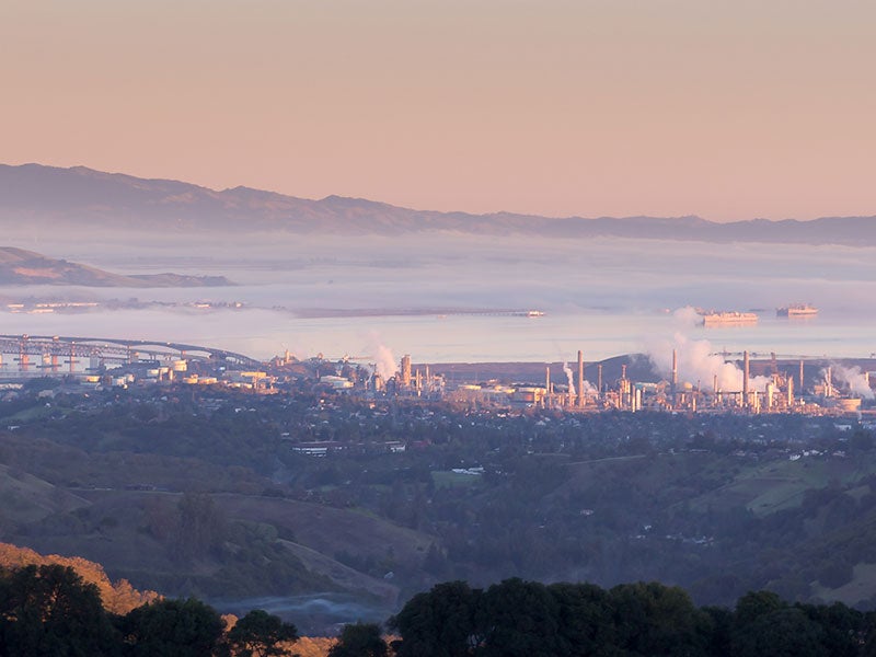A refinery in the city of Martinez, next to the San Francisco Bay. The region is already heavily contaminated by the effects of Tesoro's and other nearby refineries. A refinery in the city of Martinez, next to the San Francisco Bay. The region is already heavily contaminated by the effects of Tesoro's and other nearby refineries.
