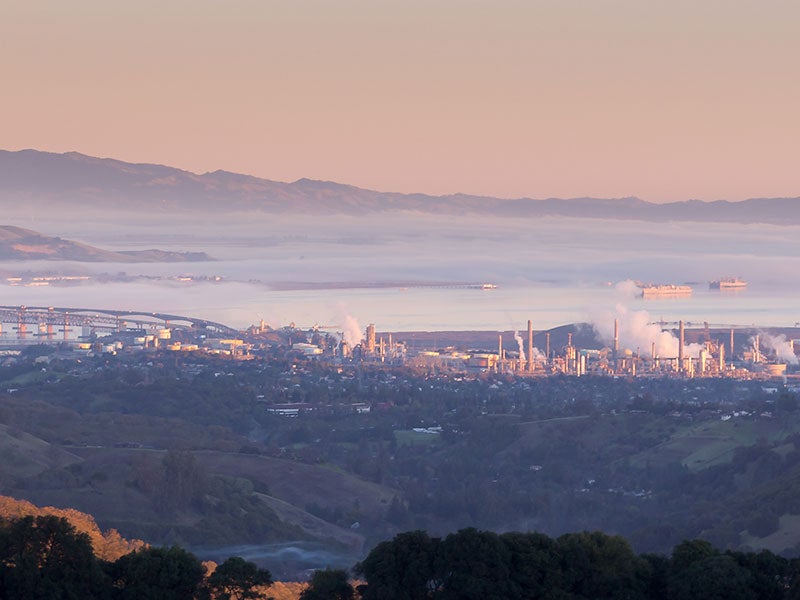 A refinery in the city of Martinez, next to the San Francisco Bay. The region is already heavily contaminated by the effects of Tesoro's and other nearby refineries.