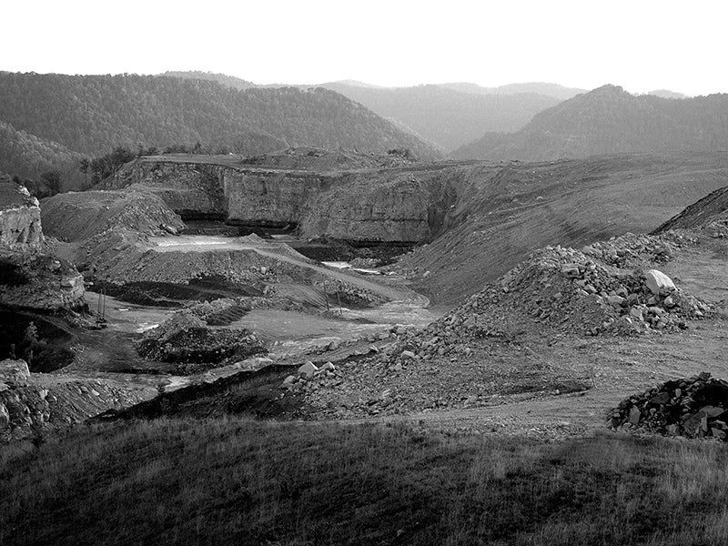Devastation caused by mountaintop removal mining.