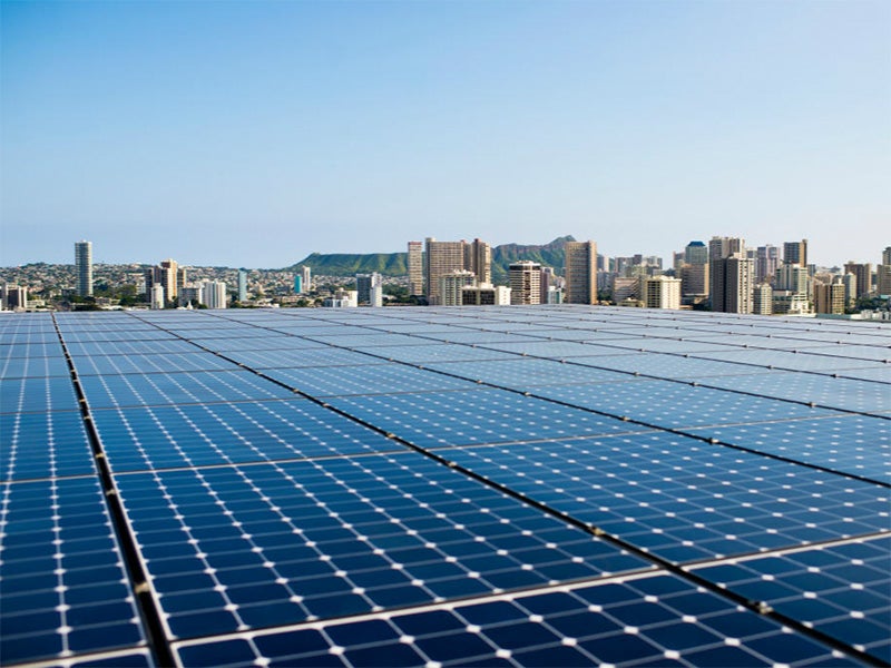 Solar panels on the roof of the Kapiʻolani Medical Center parking garage in Oahu, Hawaiʻi. Solar panels on the roof of the Kapiʻolani Medical Center parking garage in Oahu, Hawaiʻi.
