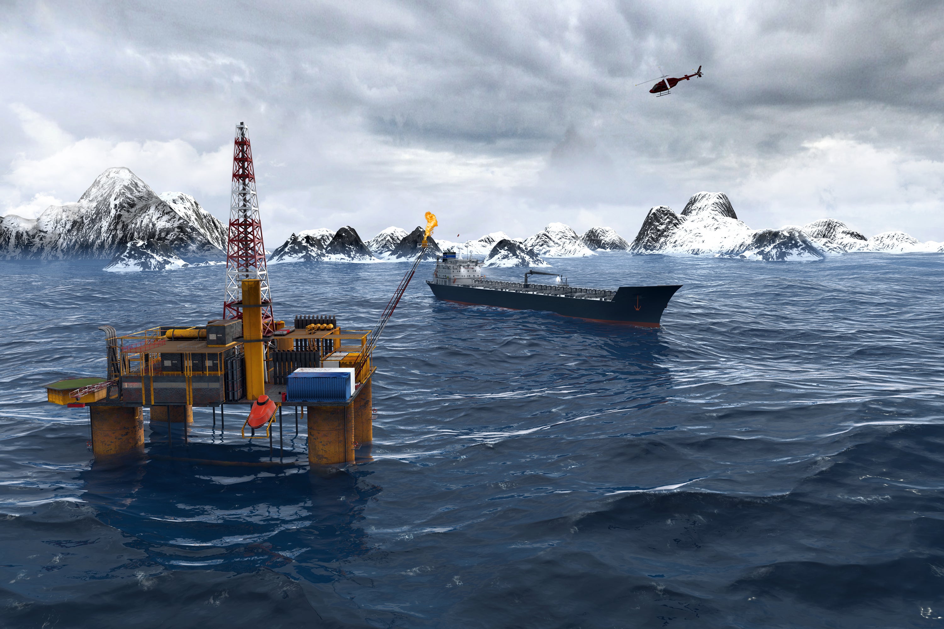 Oil platform in the Arctic. Oil platform in the Arctic.