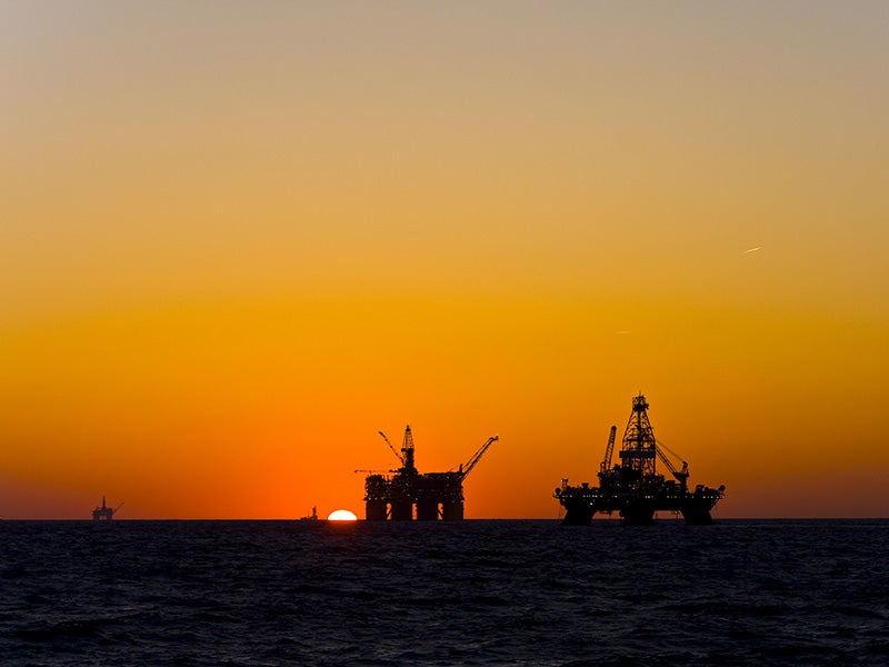 Oil platforms in the Gulf of Mexico. Oil platforms in the Gulf of Mexico.