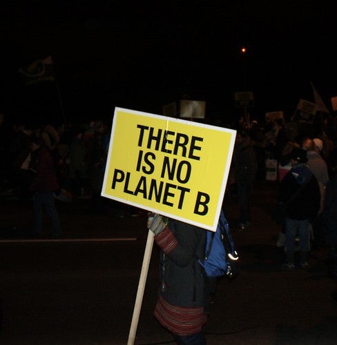 Protest sign saying "there is no planet B"