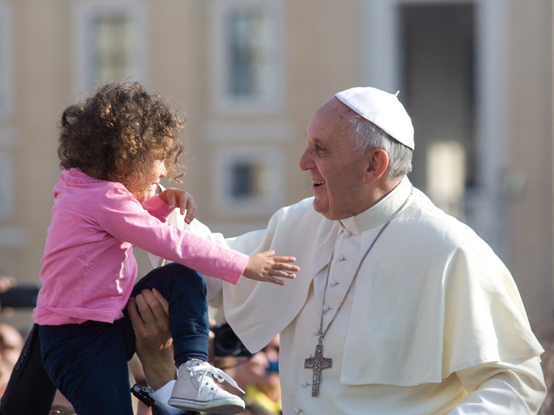 Pope Francis greeting the crowds in St Peter's Square. Pope Francis greeting the crowds in St Peter's Square.