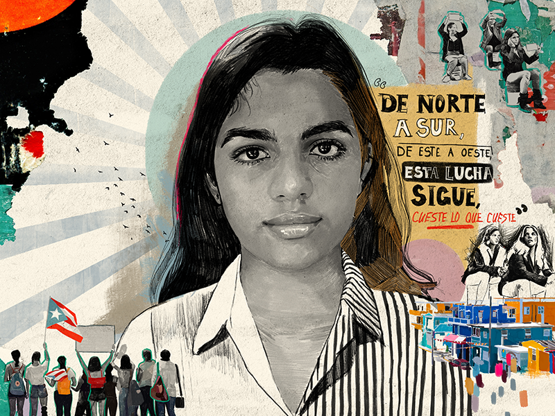“Despite what others may say, protest is no easy way out,” writes Puerto Rican climate activist Isabel Valentín. Illustration of Puerto Rican climate activist Isabel Valentin.