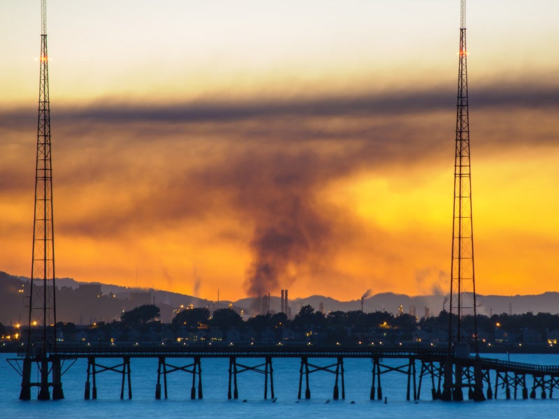 The 2012 Richmond refinery fire at sunset. The 2012 Richmond refinery fire at sunset.