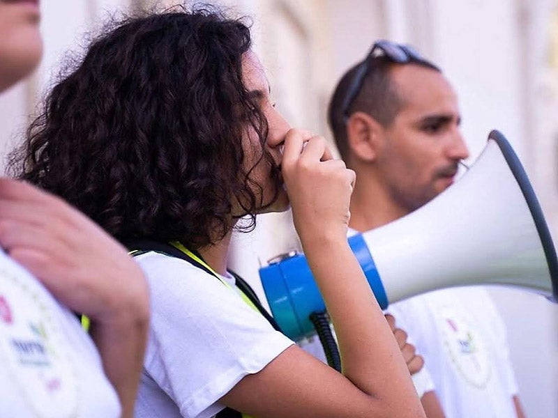 Rima Rahmani at a Youth for Climate Tunisia rally in Tunis. Rima Rahmani at a Youth for Climate Tunisia rally in Tunis.