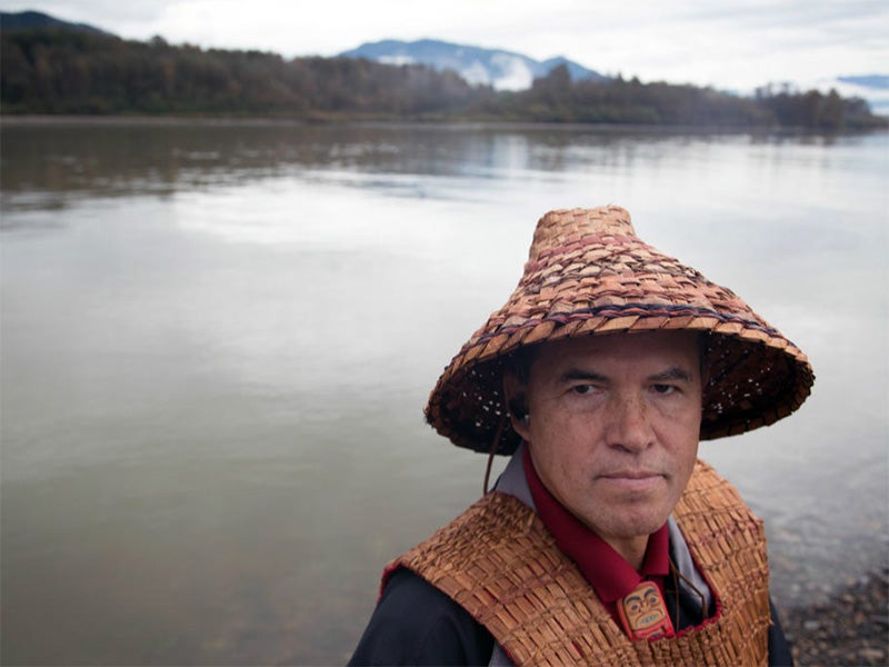 Brian Cladoosby, the elected Chair of the Senate of the Swinomish Indian Tribal Community, during a ceremony at the Fraser River. Brian Cladoosby, the elected Chair of the Senate of the Swinomish Indian Tribal Community, during a ceremony at the Fraser River.