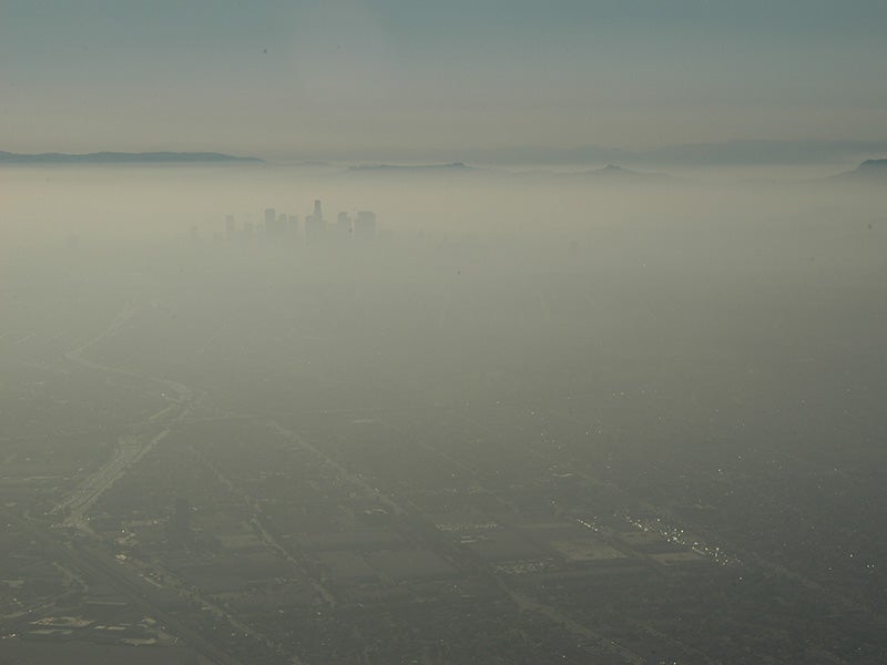 Smog covers the city of Los Angeles.