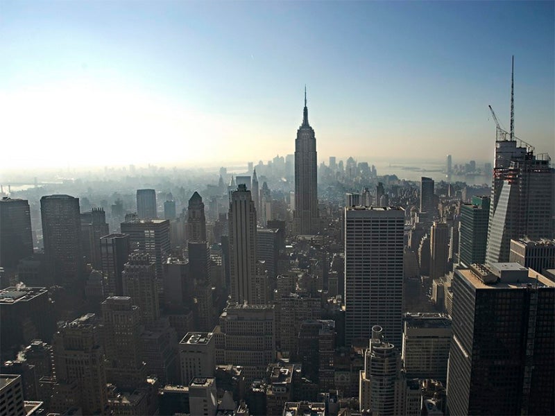 Smog over New York City.