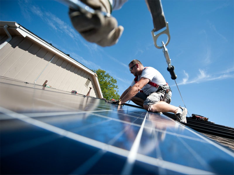 Solar panel installation. Solar panel installation.