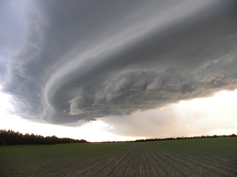 Ominous wall cloud portending possible violent weather. Ominous wall cloud portending possible violent weather.